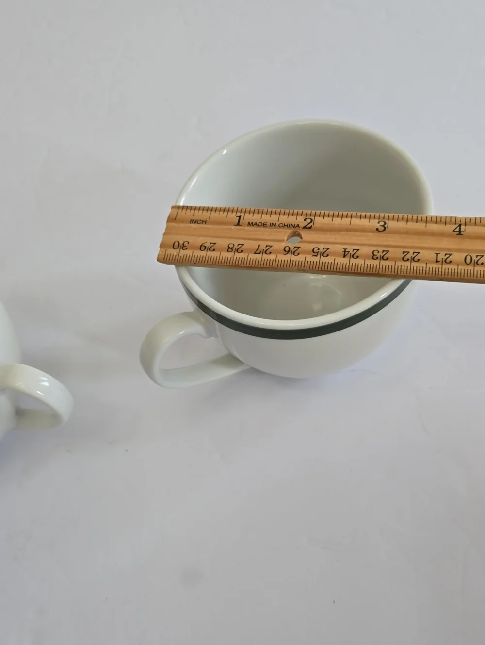 Williams Sonoma Set Of 2 Brasserie Coffee Cups White Green Band Japan